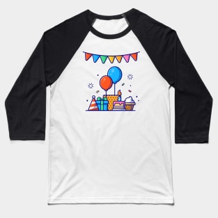 Gift Box And Birthday Cake (2) Baseball T-Shirt